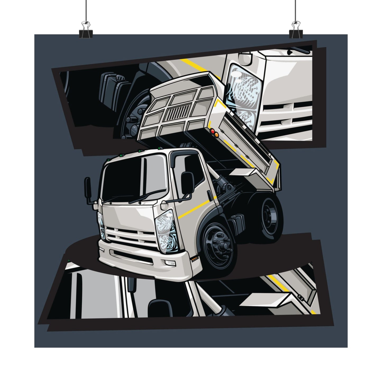Industrial Truck Square Poster – Stylish Wall Art for Truck Lovers and Construction Enthusiasts - CreativeRino