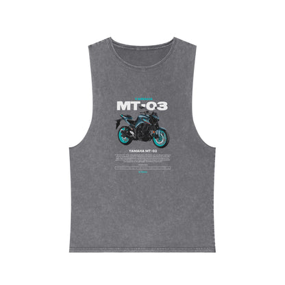Yamaha MT-03 Unisex Stonewash Tank Top - Perfect T-shirt for Motorcycle Enthusiasts - CreativeRino