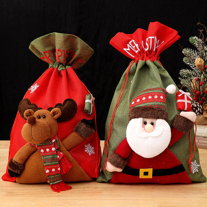 Santa Claus Drawstring Gift Bag | Children's Backpack Style Christmas Sack & Jewelry Pouch eprolo
