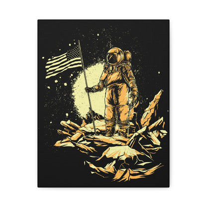 Astronaut Wall Art Canvas - Space Exploration Decor with American Flag - CreativeRino