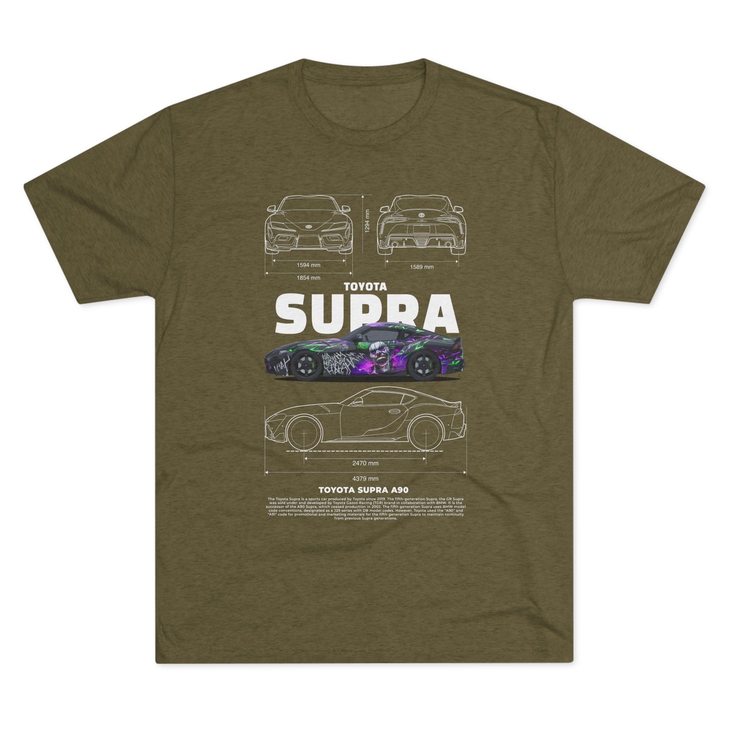 Toyota Supra A90 Tri-Blend Crew Tee - Car Lovers' Apparel - CreativeRino