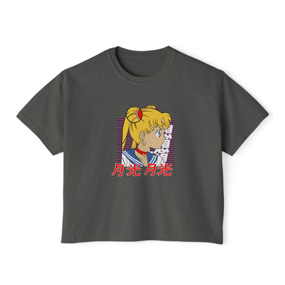 Sailor Moon Inspired Women's Boxy Tee - Cute Graphic T-shirt for Anime Fans - CreativeRino