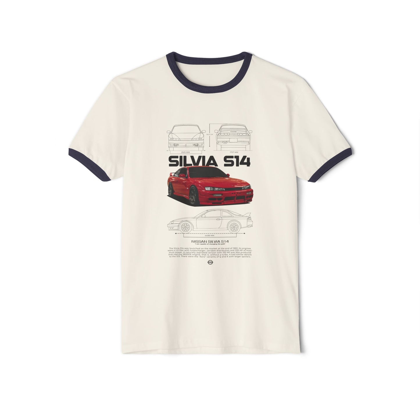 Nissan Silvia S14 Unisex Ringer T-Shirt - Retro Car Enthusiast Apparel - CreativeRino