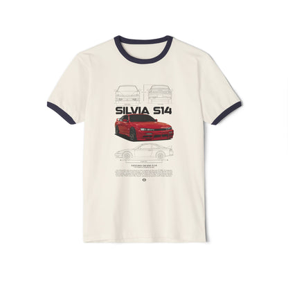 Nissan Silvia S14 Unisex Ringer T-Shirt - Retro Car Enthusiast Apparel - CreativeRino
