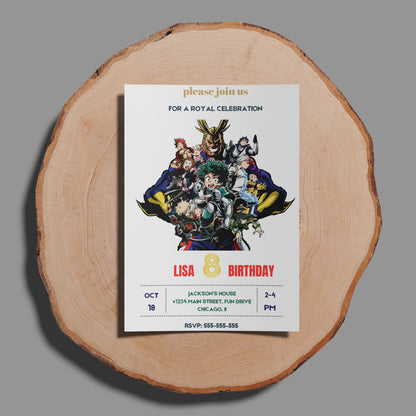 My hero Academia Birthday Invitation Template - CreativeRino