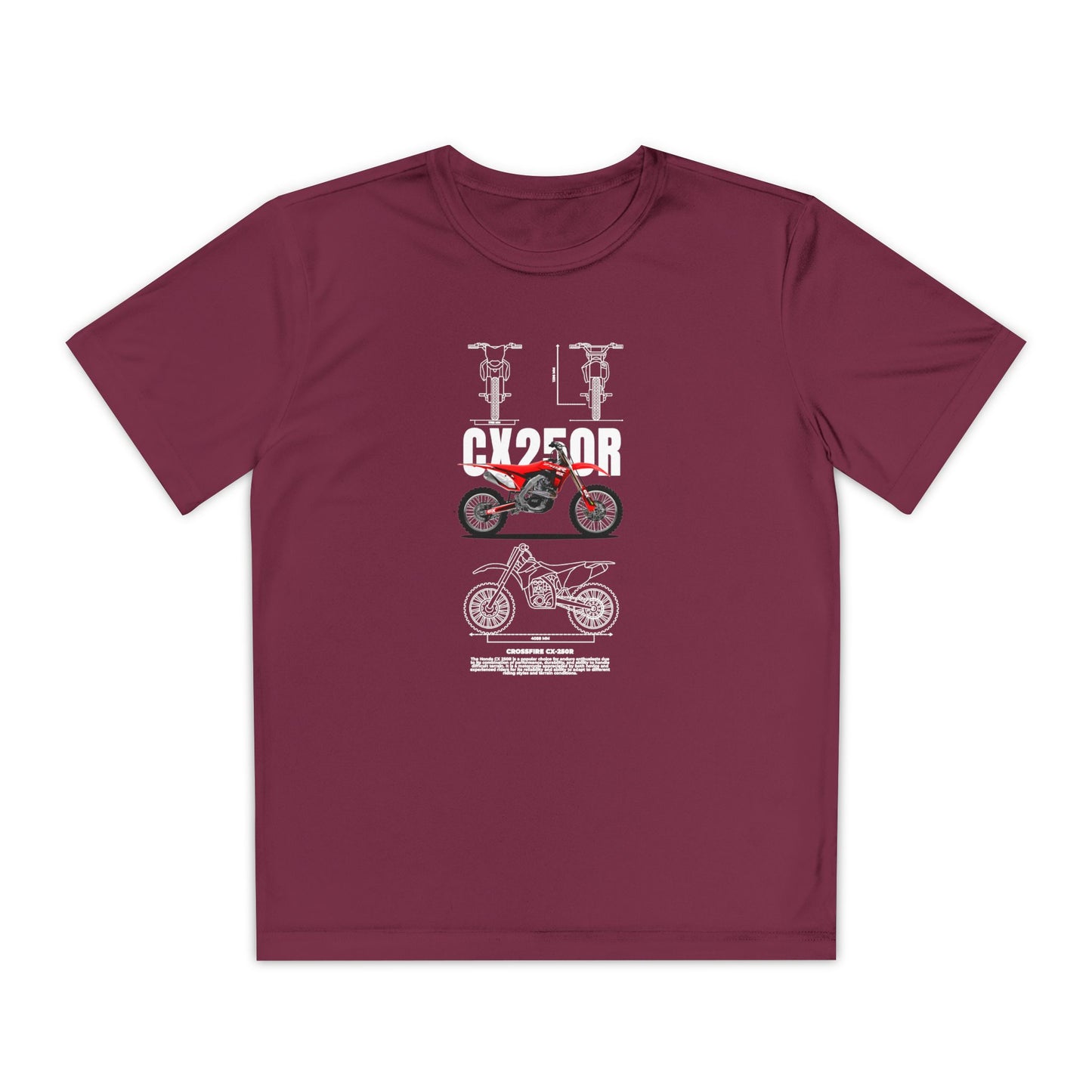 CX 250R Youth Motorcycle Competitor Tee - Stylish Graphic T-shirt for Young Riders - CreativeRino