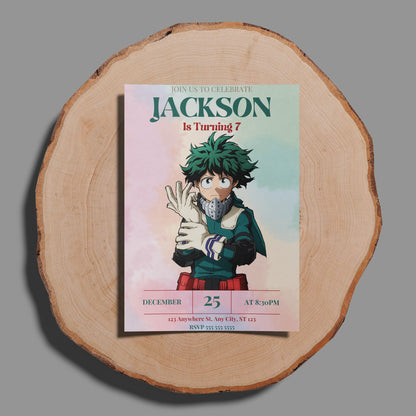 My hero Academia Birthday Invitation Template - CreativeRino