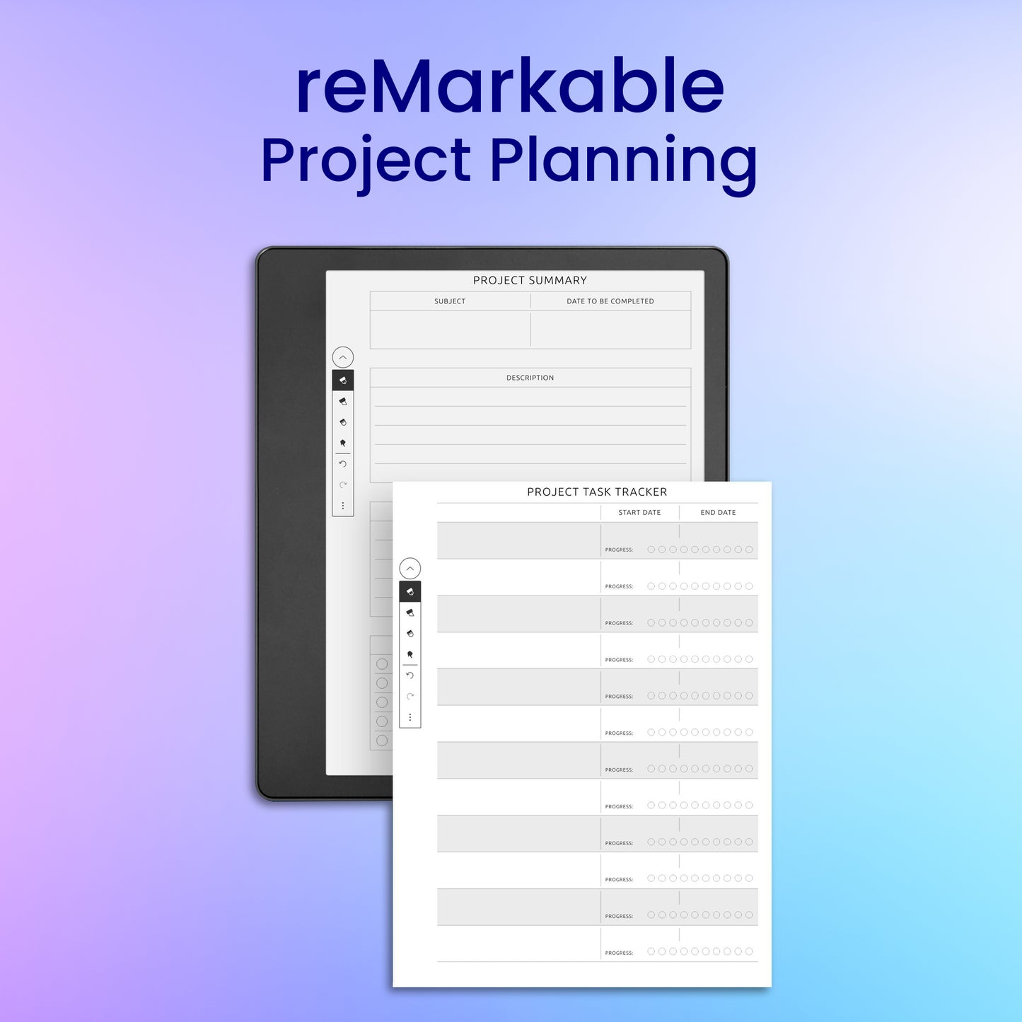 reMarkable 2 Project Planning Planner Template