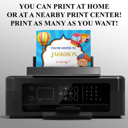 Blippi  Birthday Invitation Template - CreativeRino