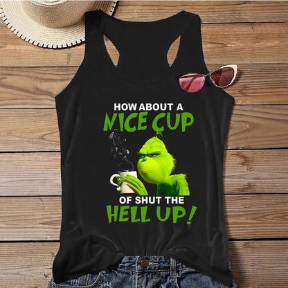 Women's Christmas Print Tank Top | Festive Racerback/Flowy Sleeveless Shirt | Tropical Holiday or Workout Top eprolo