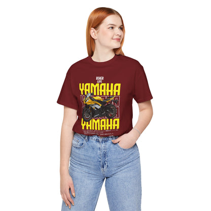 Yamaha Motorcycle Lovers Tee - Bold Biker Graphic Short Sleeve T-Shirt - CreativeRino