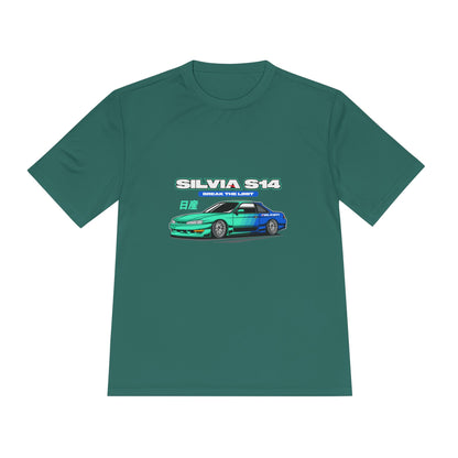 Silvia S14 Unisex Moisture Wicking Tee -  Car Graphic T-shirt for Car Enthusiasts - CreativeRino