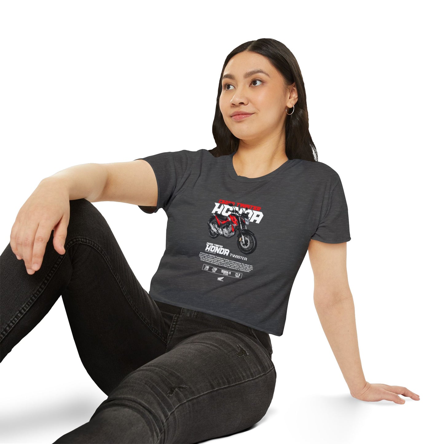 Honda CB Twister 250 Women's Crop Top - Trendy Motorcycle Design - CreativeRino