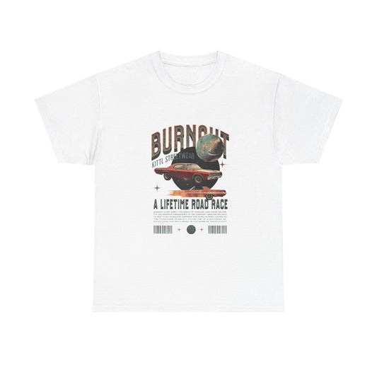 Burnout Road Race Unisex Heavy Cotton Tee - Vintage Graphic T-Shirt for Car Enthusiasts - CreativeRino