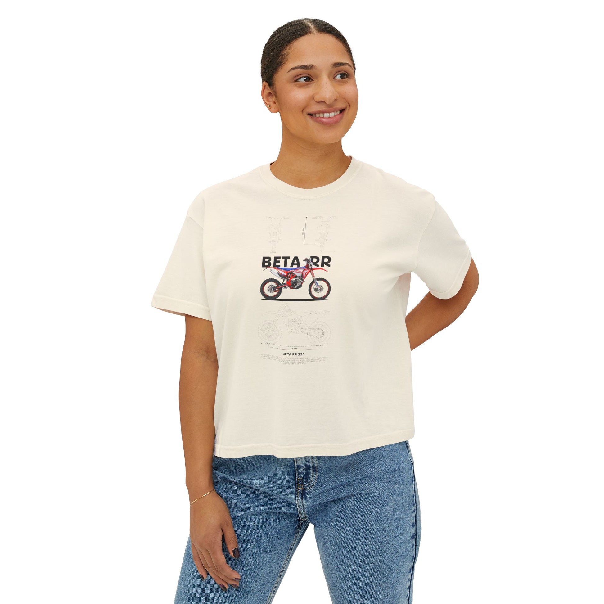 Beta RR 350 Motorcycle Women's Boxy Tee - Perfect T-shirt for Biker Enthusiasts - CreativeRino