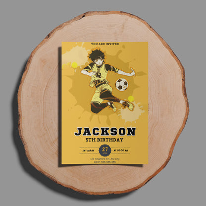 Blue Lock Birthday Invitation Template - CreativeRino