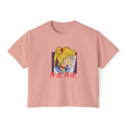 Sailor Moon Inspired Women's Boxy Tee - Cute Graphic T-shirt for Anime Fans - CreativeRino