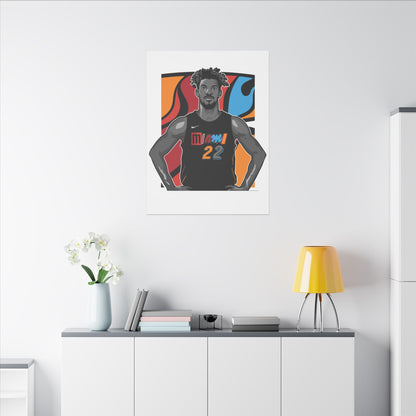 Miami Basketball Canvas Art - Stretched Matte Print of Player #22 - CreativeRino
