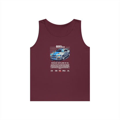 Fast & Furious Nissan Skyline R34 Unisex Heavy Cotton Tank Top - CreativeRino
