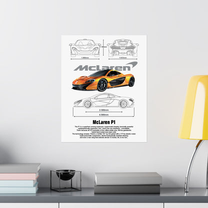 McLaren P1 Matte Vertical Poster - Sporty Car Wall Art for Auto Enthusiasts - CreativeRino