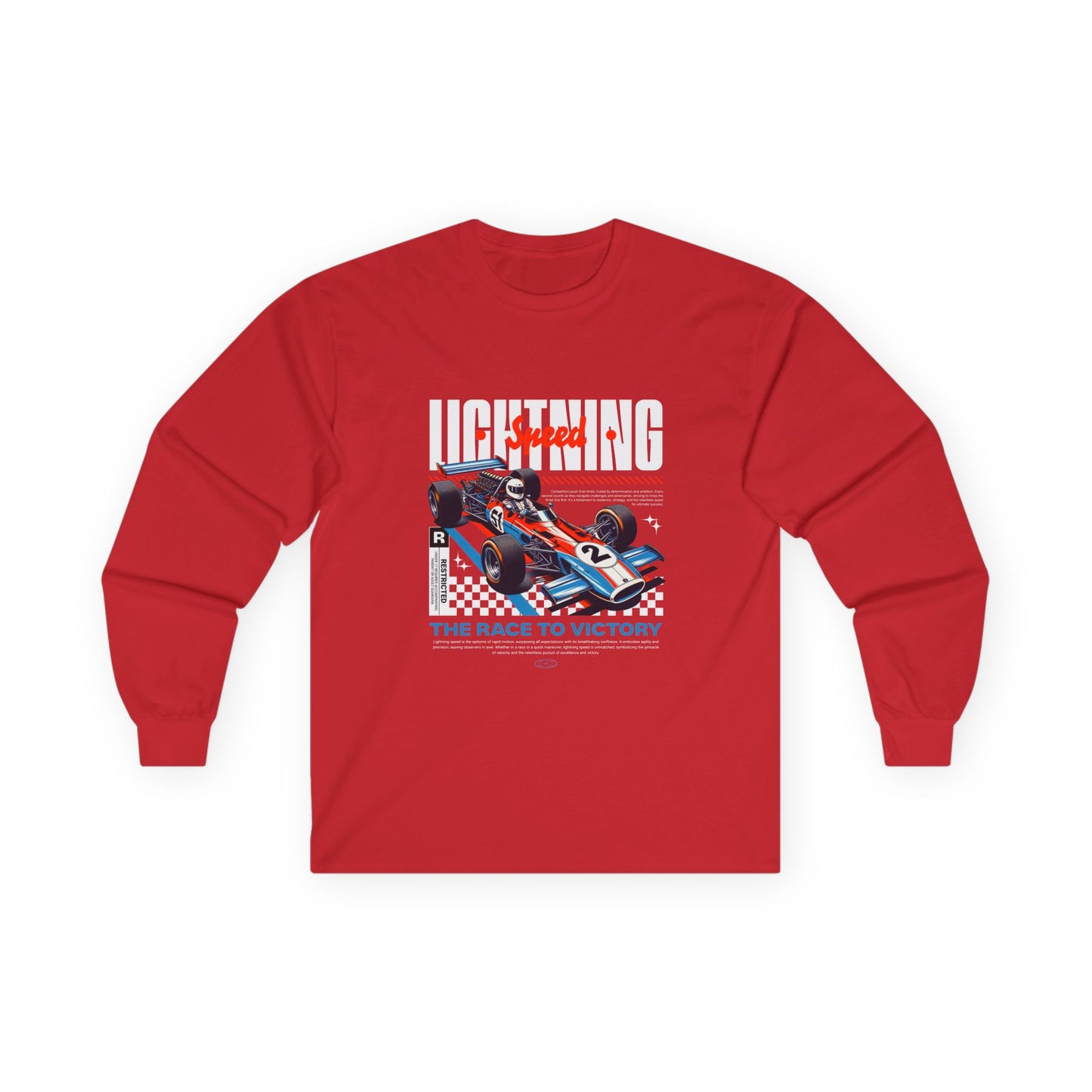 Unisex Racing Long Sleeve Tee - 'Lightning Speed' Graphic Car T-shirt - CreativeRino