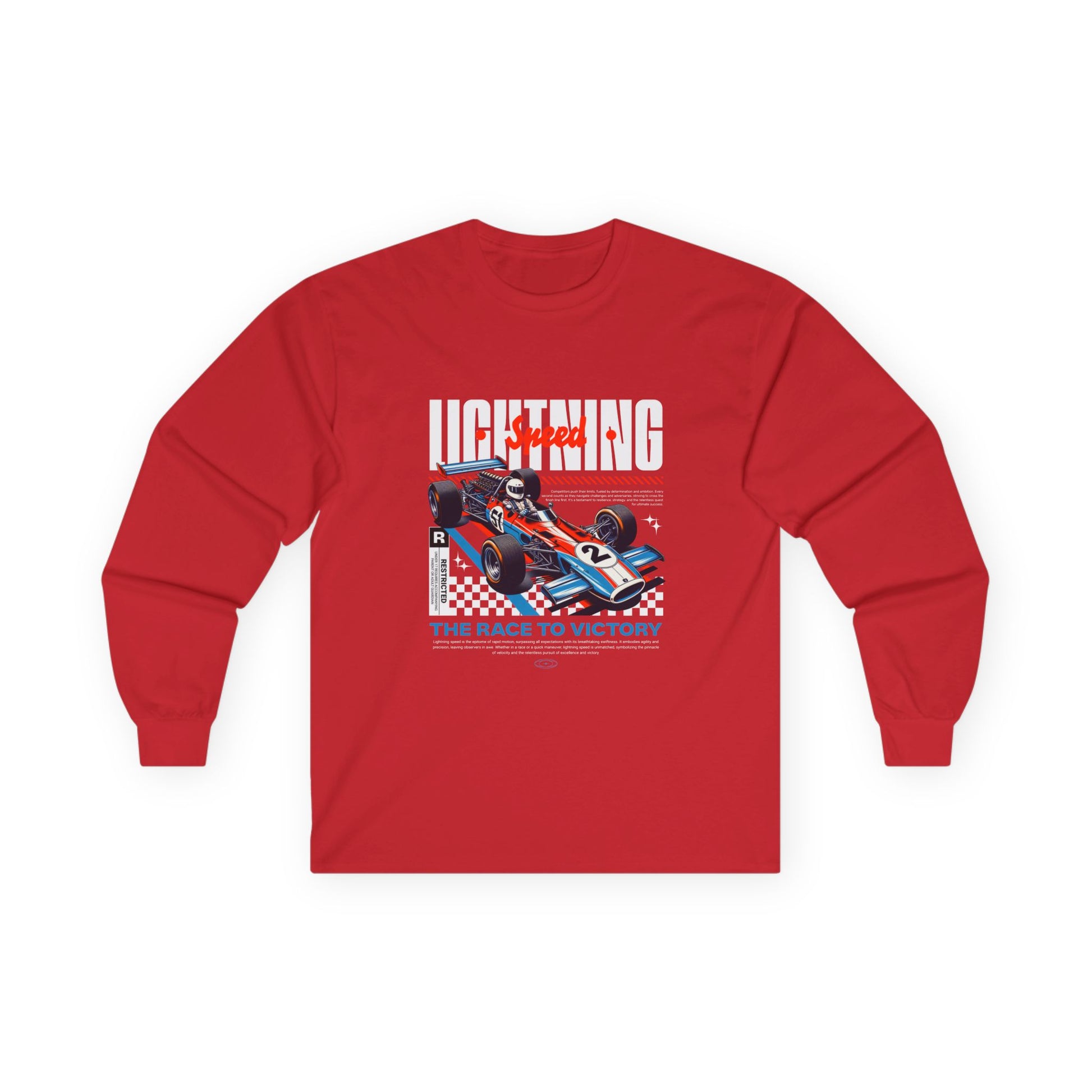 Unisex Racing Long Sleeve Tee - 'Lightning Speed' Graphic Car T-shirt - CreativeRino