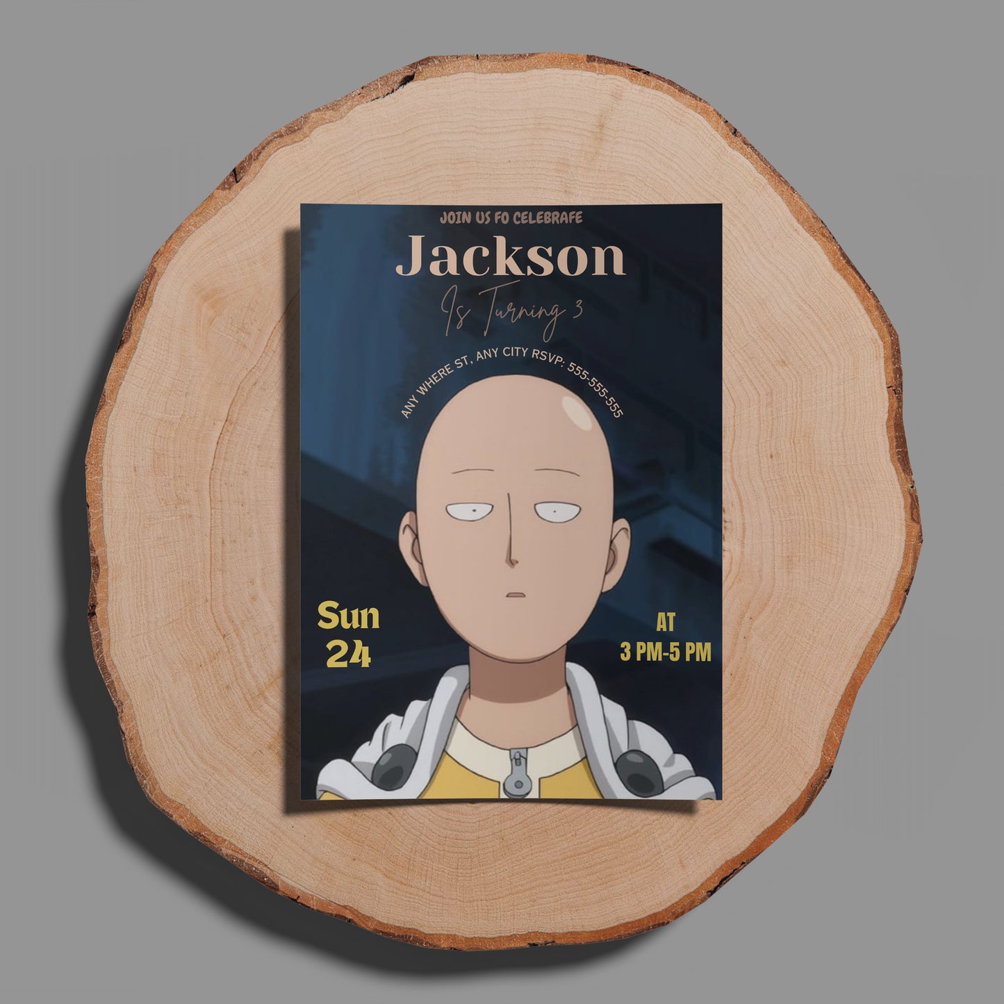 One Punch Man Birthday Invitation Template - CreativeRino