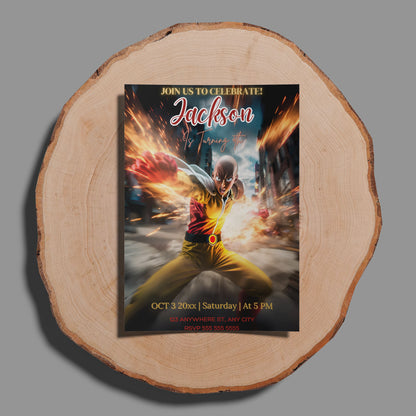 One Punch Man Birthday Invitation Template - CreativeRino