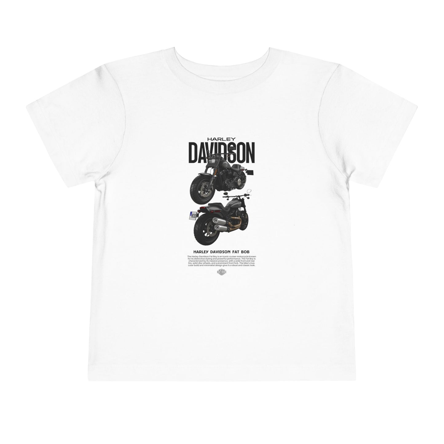 Harley-Davidson Fat Bob Toddler Short Sleeve Tee - Cool Kids Motorcycle T-shirt - CreativeRino