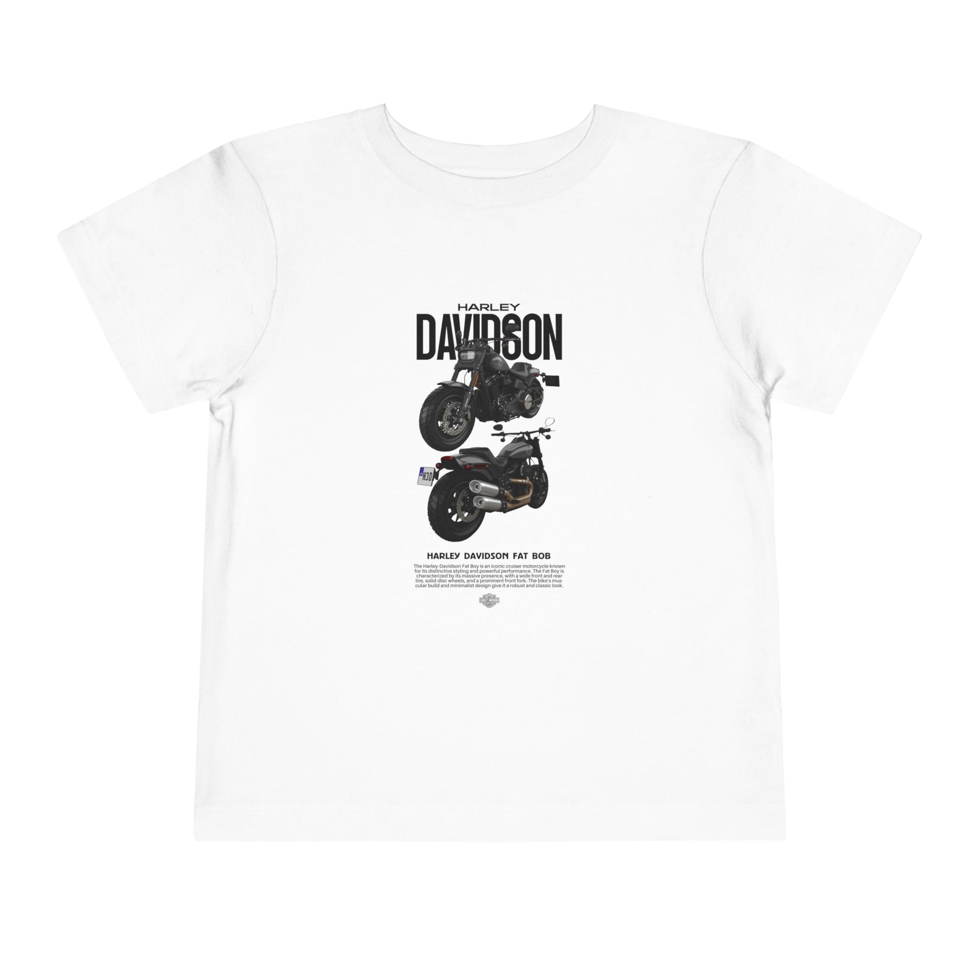 Harley-Davidson Fat Bob Toddler Short Sleeve Tee - Cool Kids Motorcycle T-shirt - CreativeRino