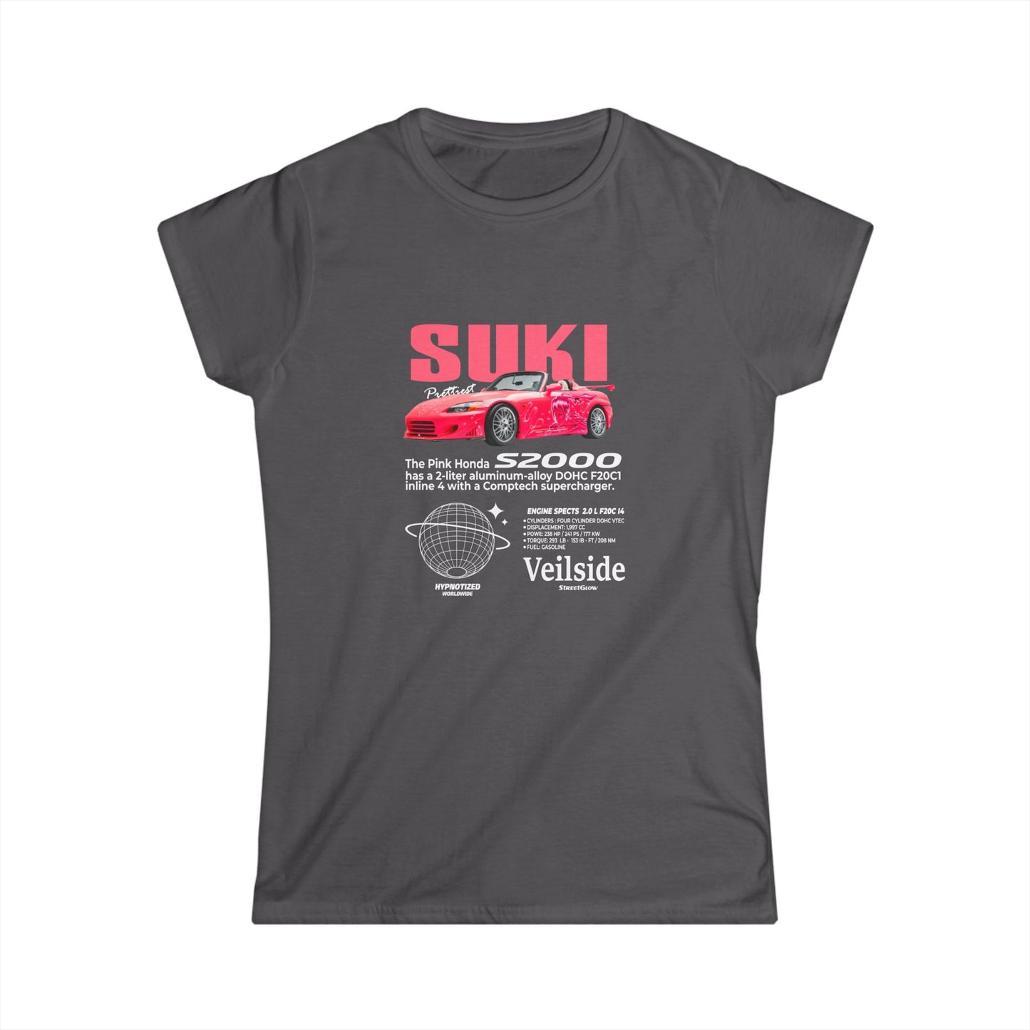 Honda S2000 Fast & Furious Women's Softstyle Tee - Vintage Car Graphic T-Shirt - CreativeRino