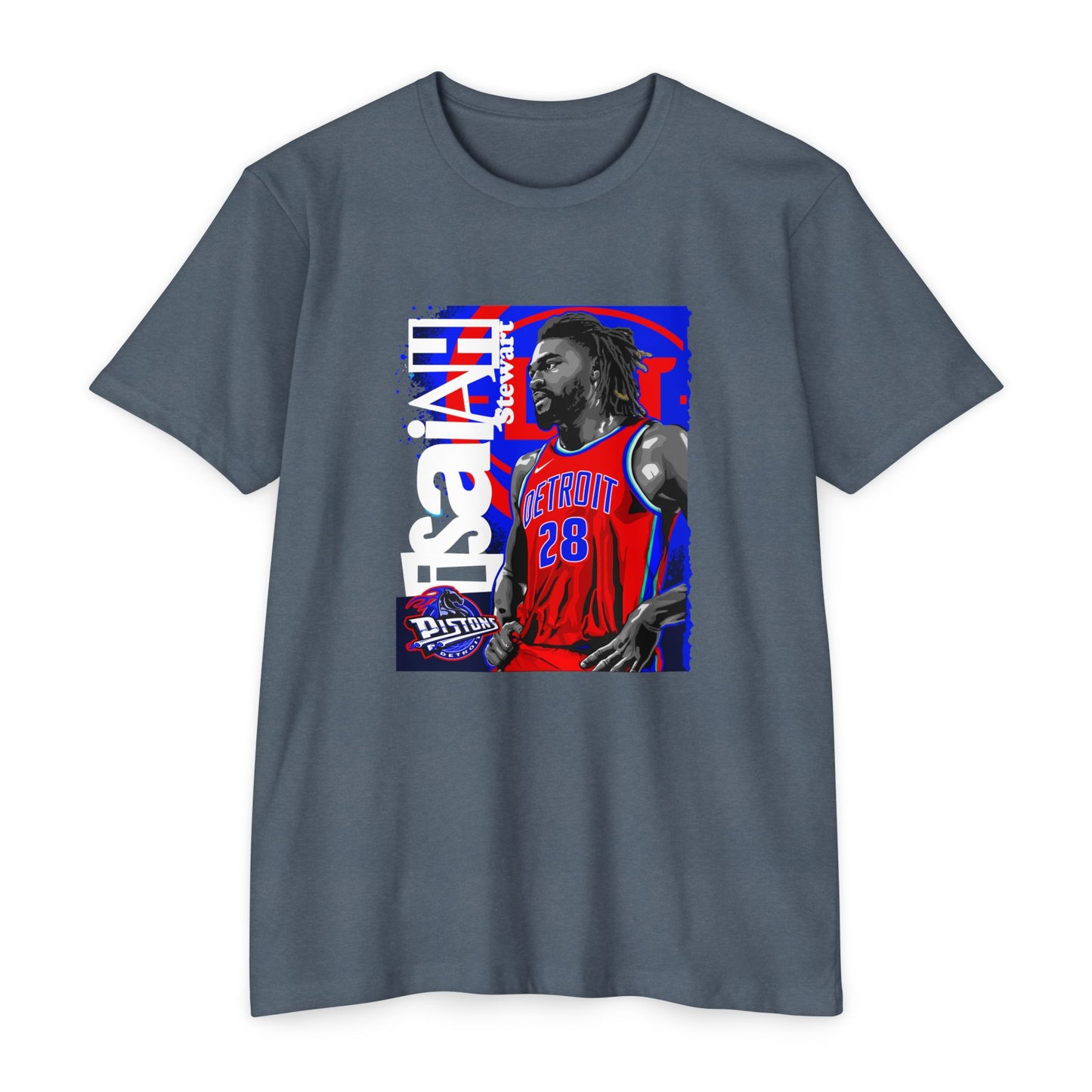 Isaiah Stewart Basketball Unisex CVC Jersey T-shirt - Vibrant Orange Graphic Tee - CreativeRino
