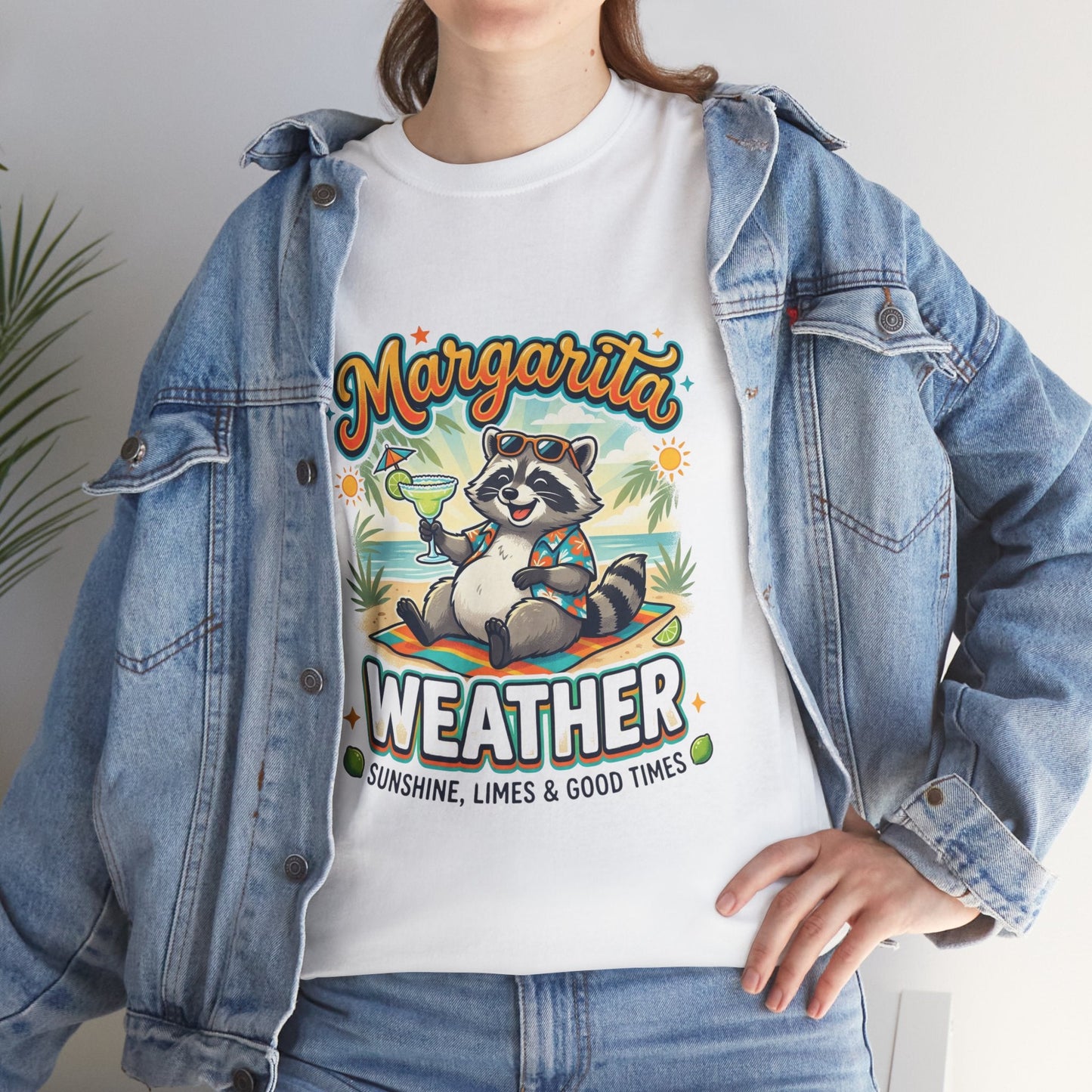 Margarita Weather T-Shirt — Cute Raccoon Cocktail Tee for Summer & Parties Printify