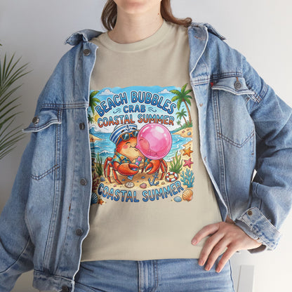 Beach Bubbles Crab Coastal Summer T-Shirt Printify