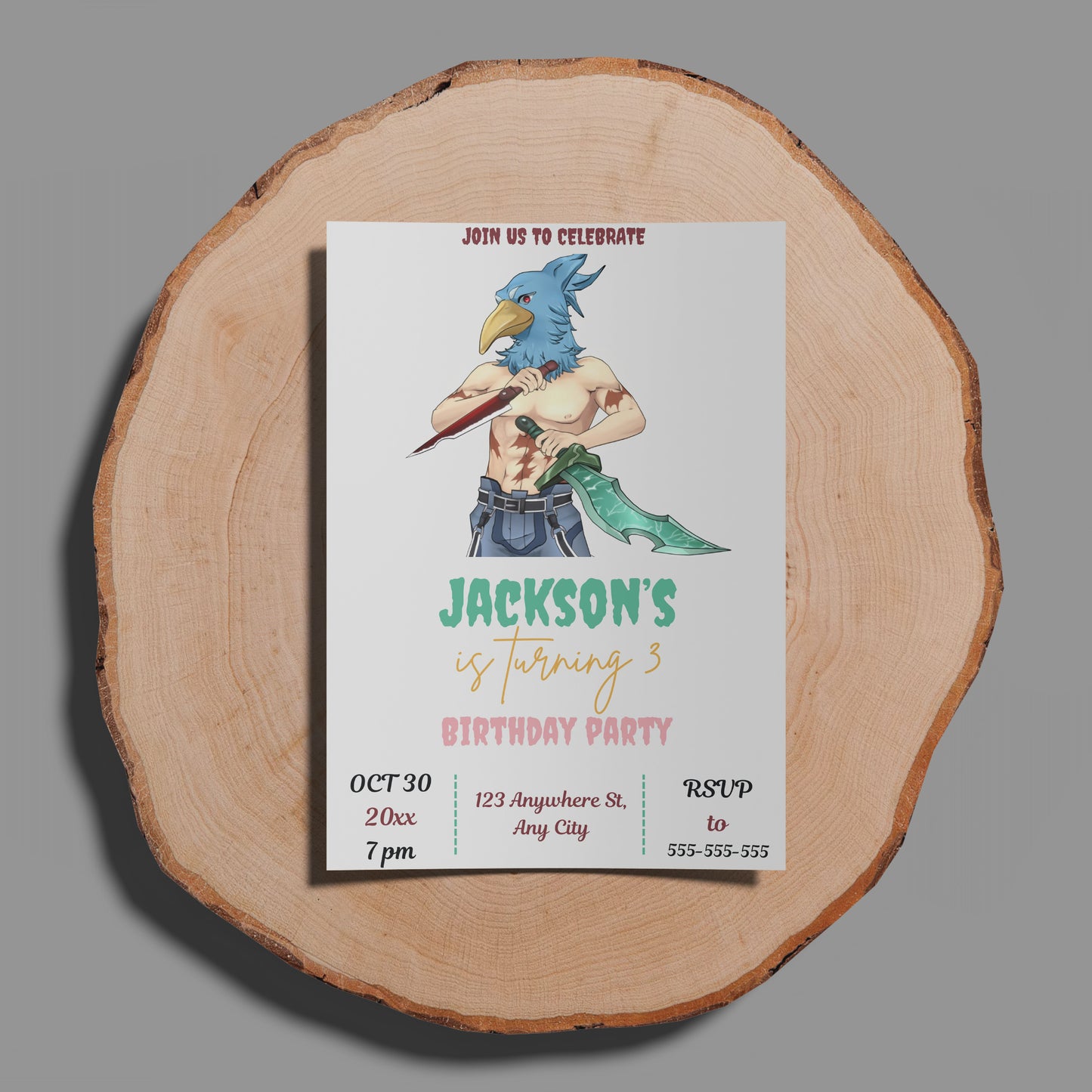 Shangri La Frontier Birthday Invitation Template