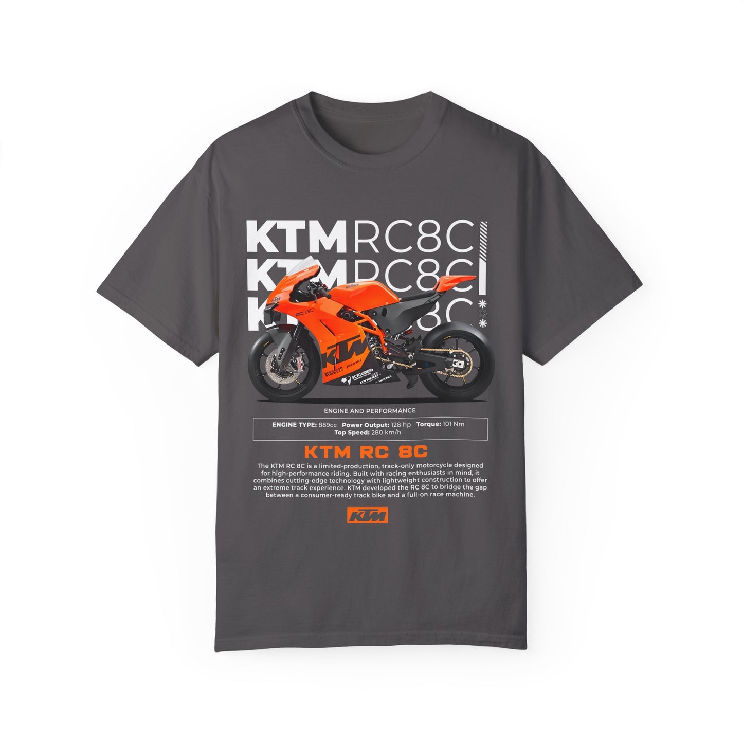 KTM RC 8C Unisex Garment-Dyed T-Shirt - Perfect for Motorcycle Enthusiasts - CreativeRino