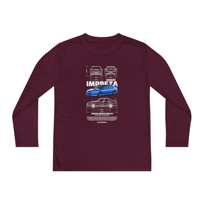 Subaru Impreza Youth Long Sleeve Tee - Coo l Car Design for Young Automotive Enthusiasts - CreativeRino