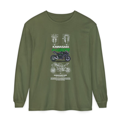 Kawasaki H2R Unisex Long Sleeve T-Shirt - Vintage Motorcycle Graphic Tee - CreativeRino