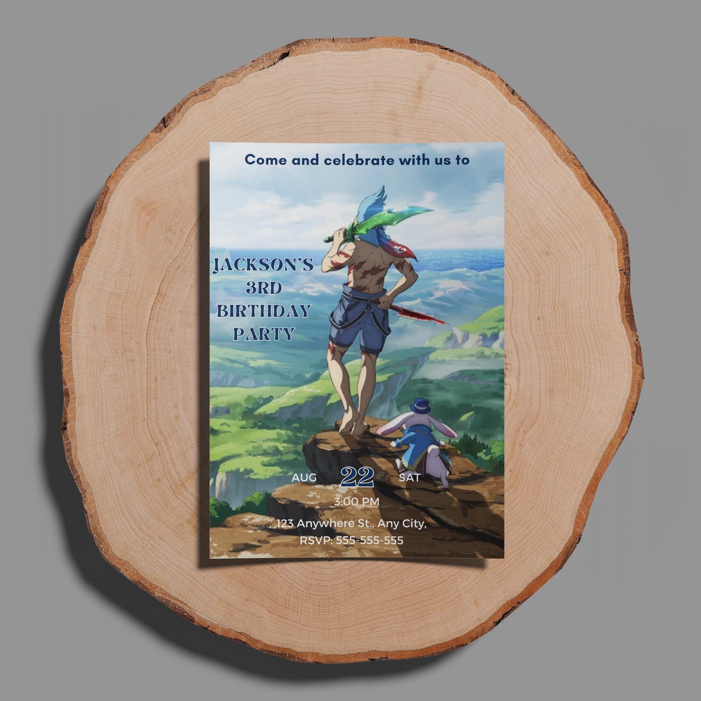Shangri La Frontier Birthday Invitation Template - CreativeRino