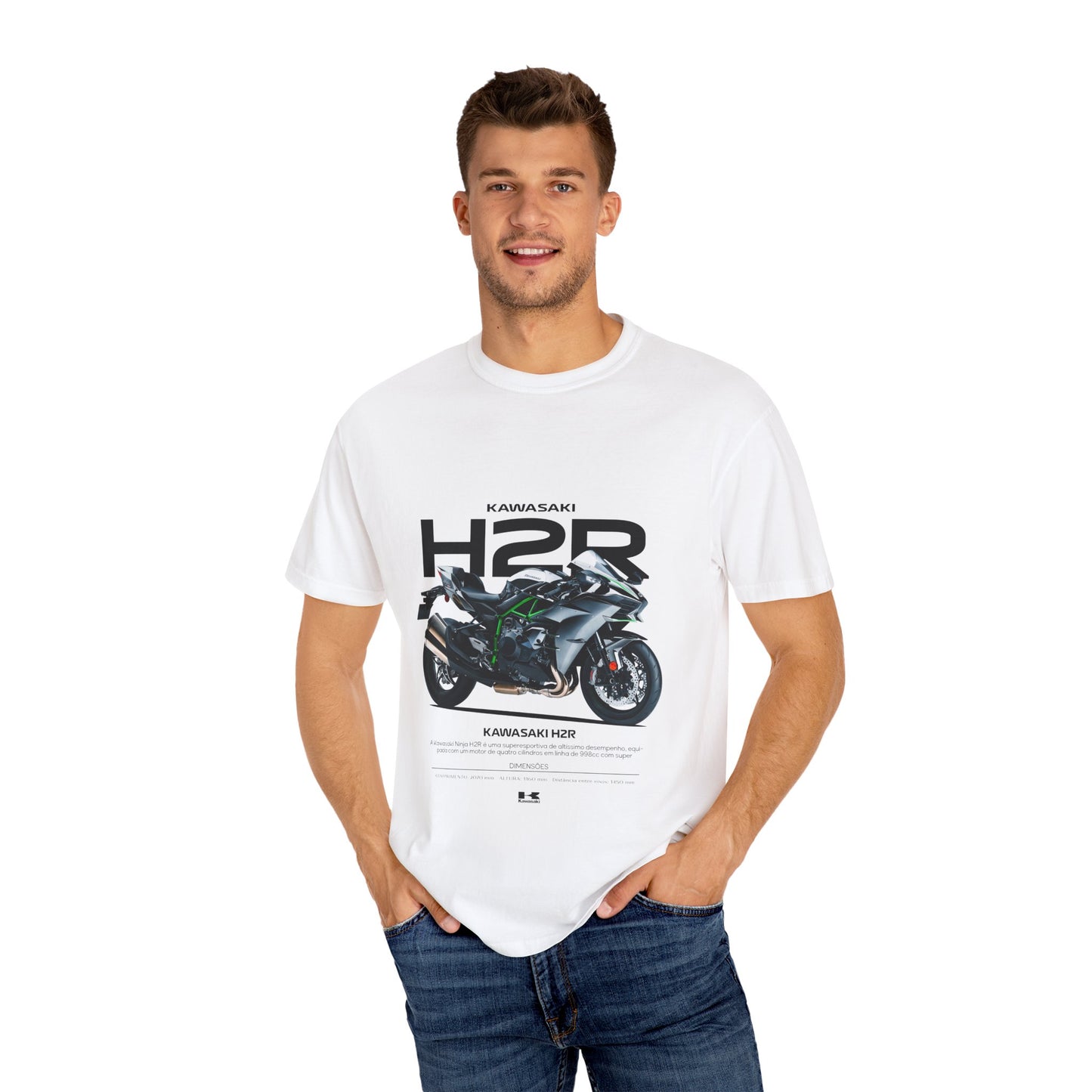 Kawasaki Ninja H2 R Motorcycle Unisex T-Shirt - Garment-Dyed, Casual Style - CreativeRino