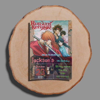 Rurouni Kenshin Birthday Invitation Template - CreativeRino