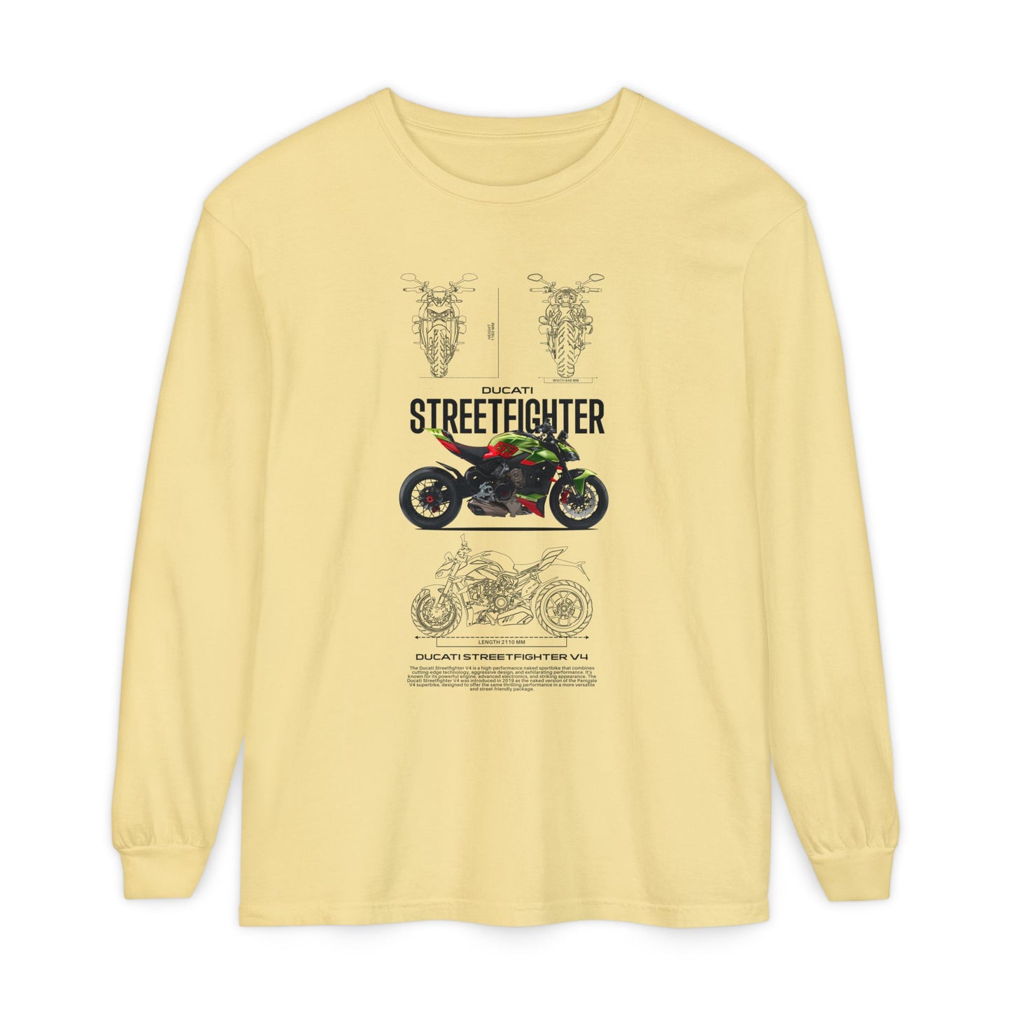 Ducati Streetfighter Long Sleeve T-Shirt - Retro Motorcycle Graphic T-shirt - CreativeRino