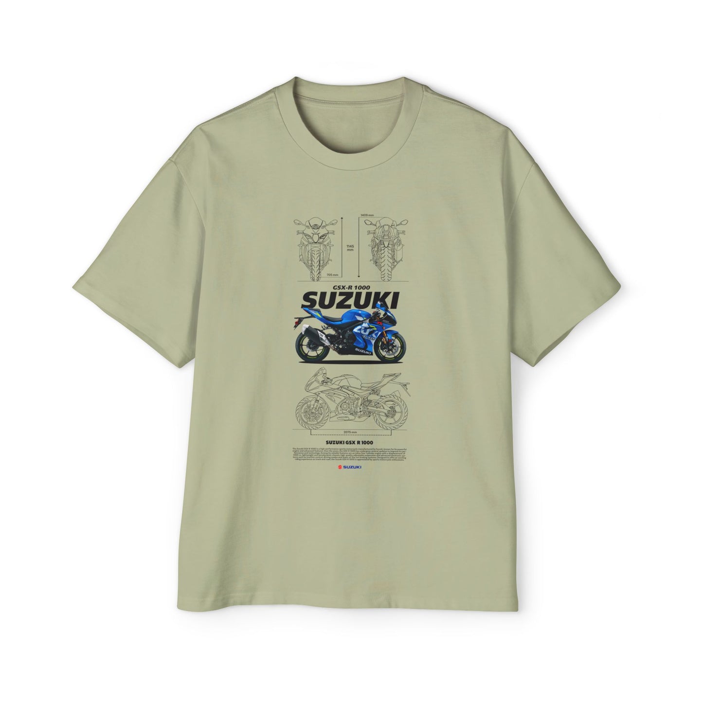 Suzuki GSX-R 1000 Men's Heavy Oversized Motorcycle T-shirt Graphic Casual Wear - CreativeRino