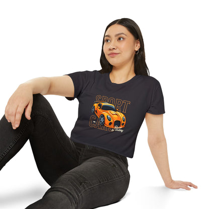 Sport Cars Women Festival Crop Top - Race to Victory Graphic T-shirt - CreativeRino