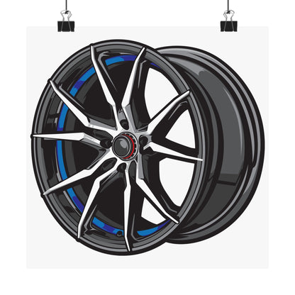Car Enthusiast Matte Square Posters - Stylish Wheel Design for Auto Lovers - CreativeRino