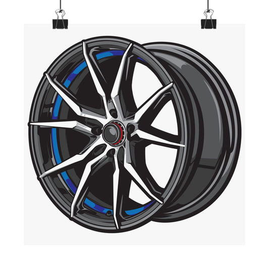 Car Enthusiast Matte Square Posters - Stylish Wheel Design for Auto Lovers - CreativeRino