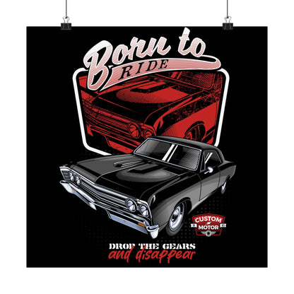 Vintage Car Poster - 'Born to Ride' with Custom Motor Design - CreativeRino