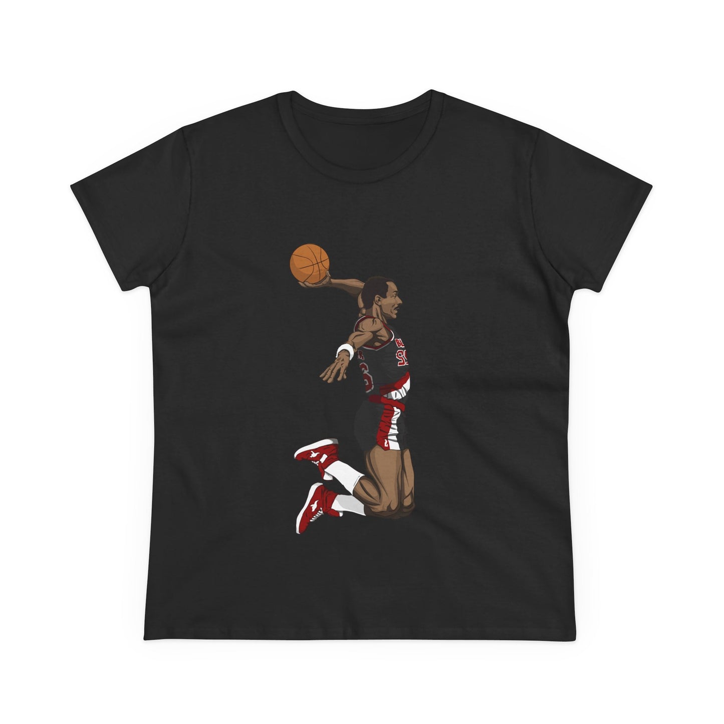 Women's Midweight Cotton Clyde Drexler Basketball Tee - Perfect T-shirt for Sports Fans - CreativeRino