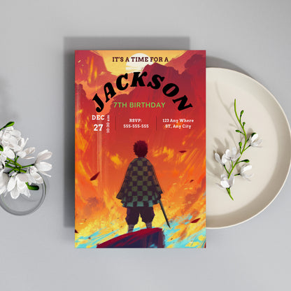 Demon Slayer Birthday Invitation Template - CreativeRino