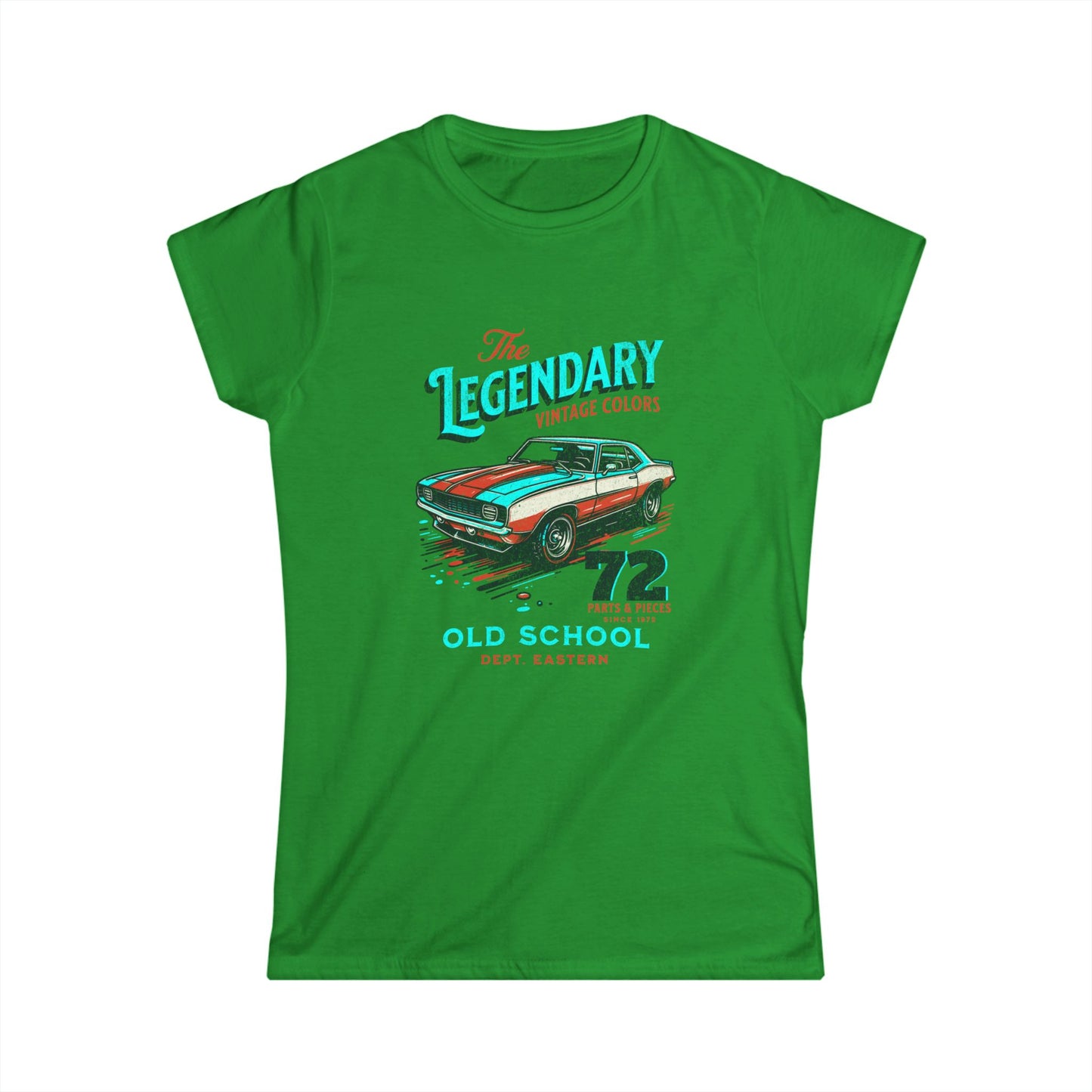 Vintage Car Graphic Women's Softstyle Tee - 'The Legendary Old School' T-shirt - CreativeRino